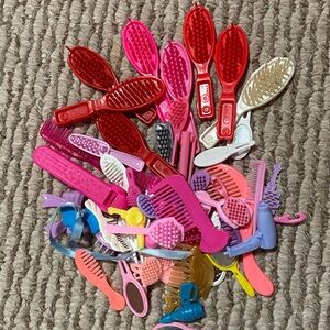 Assorted Vintage Barbie Doll Hairbrushes and Combs